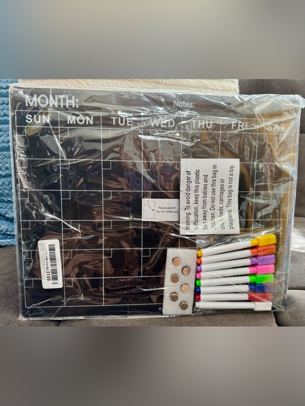 Magnetic Monthly Acrylic Calendar with Colorful Dry-Erase Markers for Fridge